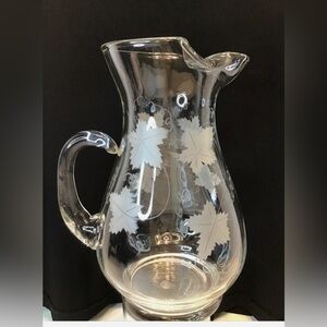 Elegant Clear Glass Pitcher with Leaf Design